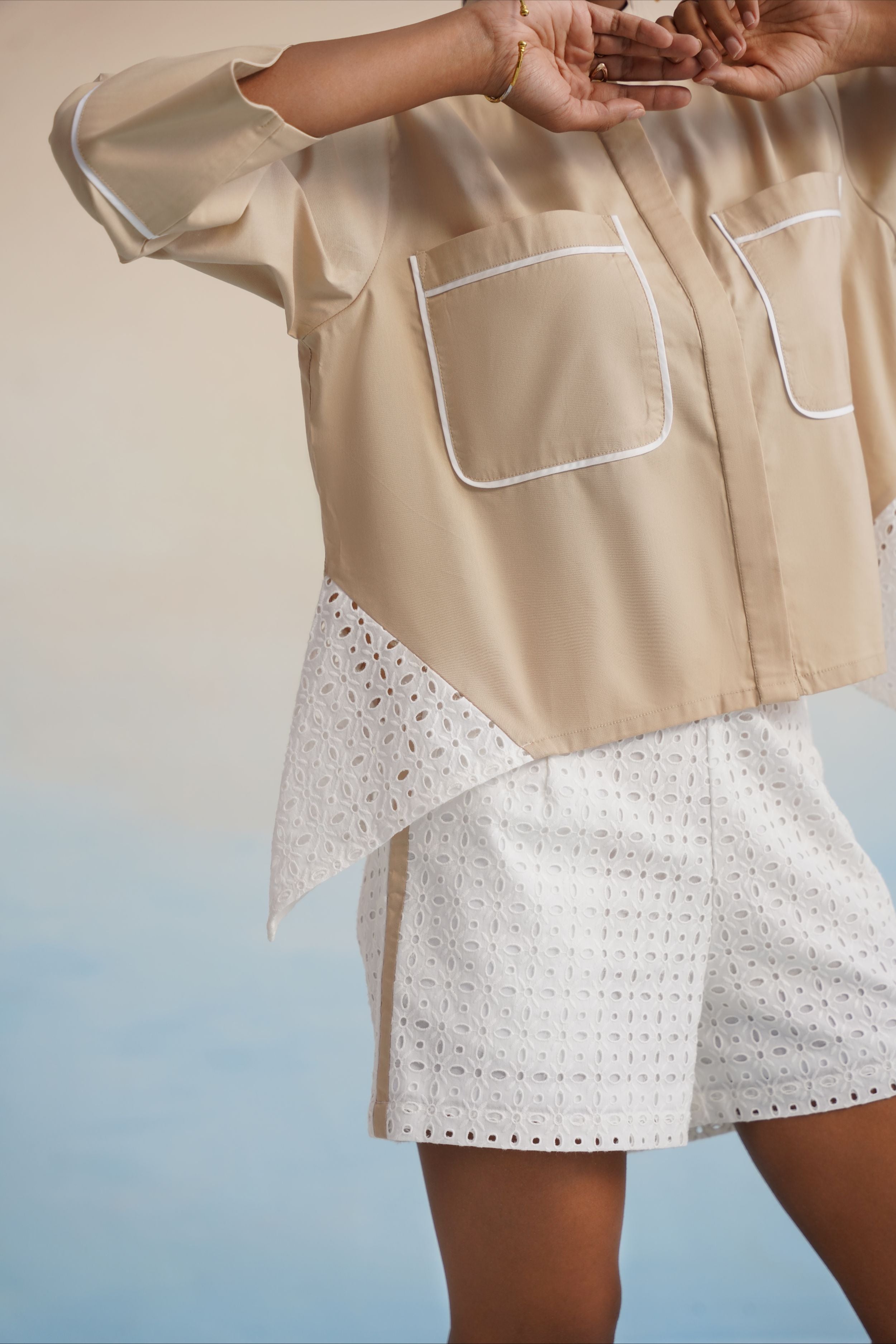 The Dune Stripe Eyelet Shorts