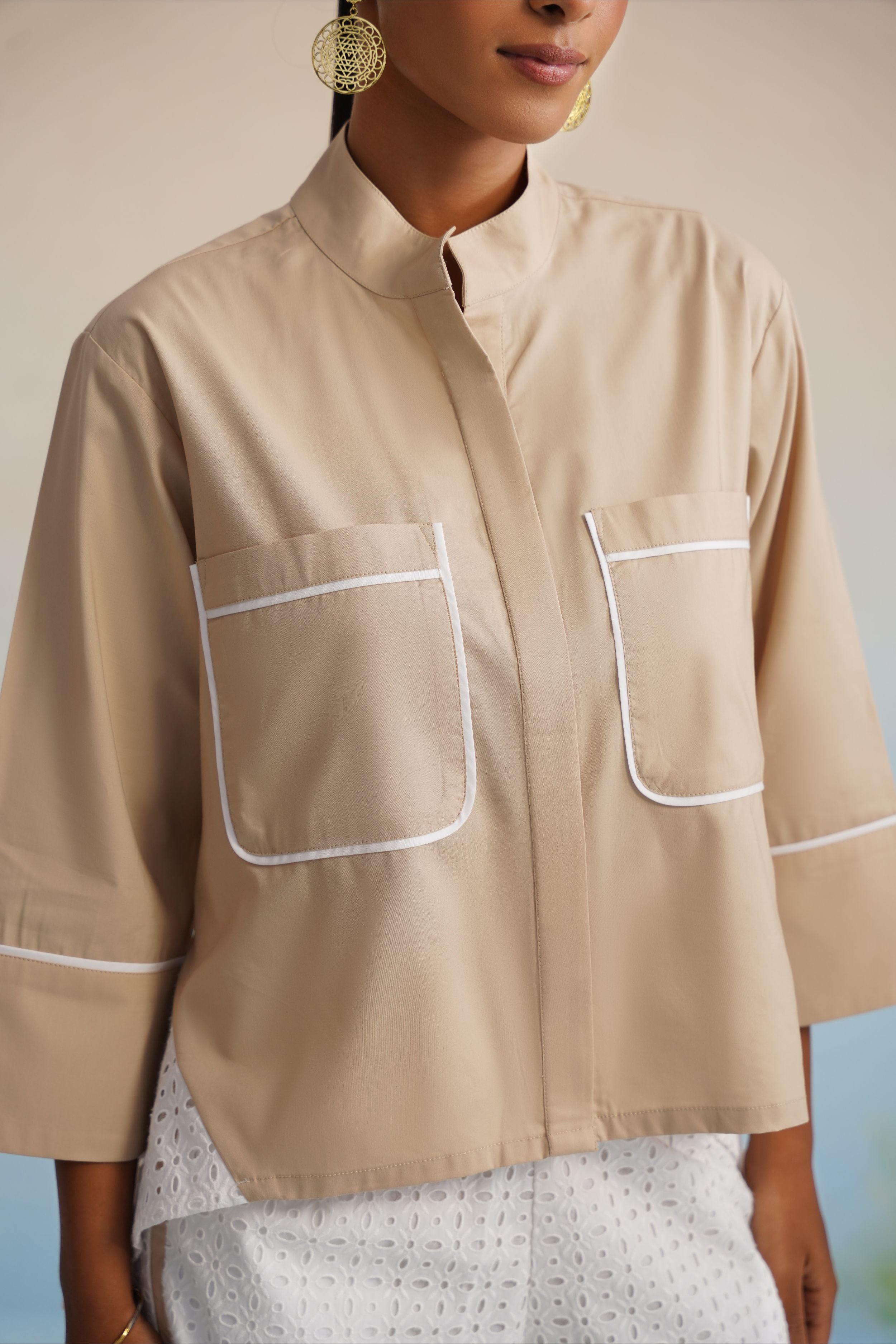 The Dune Piped Eyelet Shirt