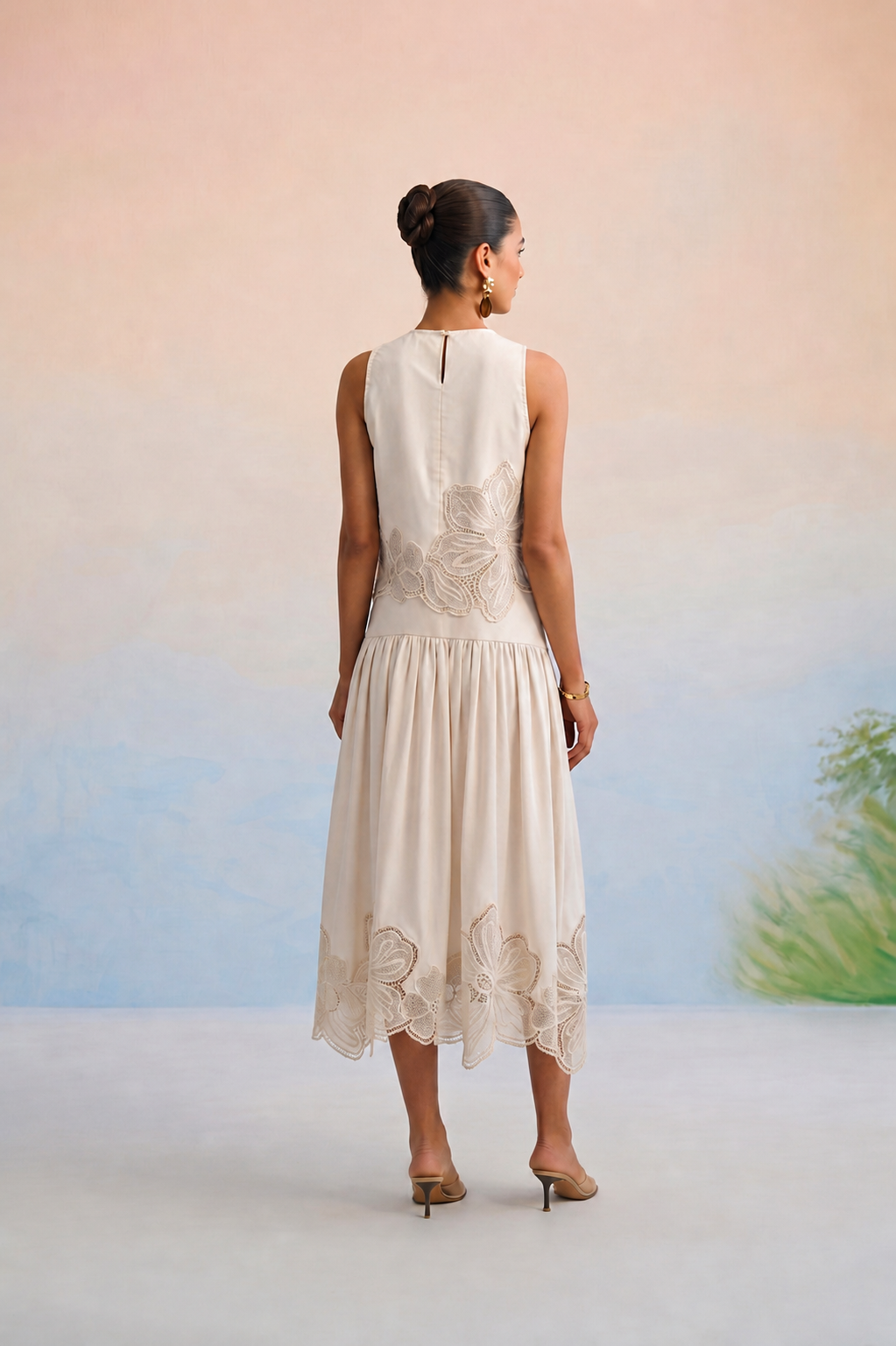 The Vienna Ivory Floral Appliqué Skirt Set