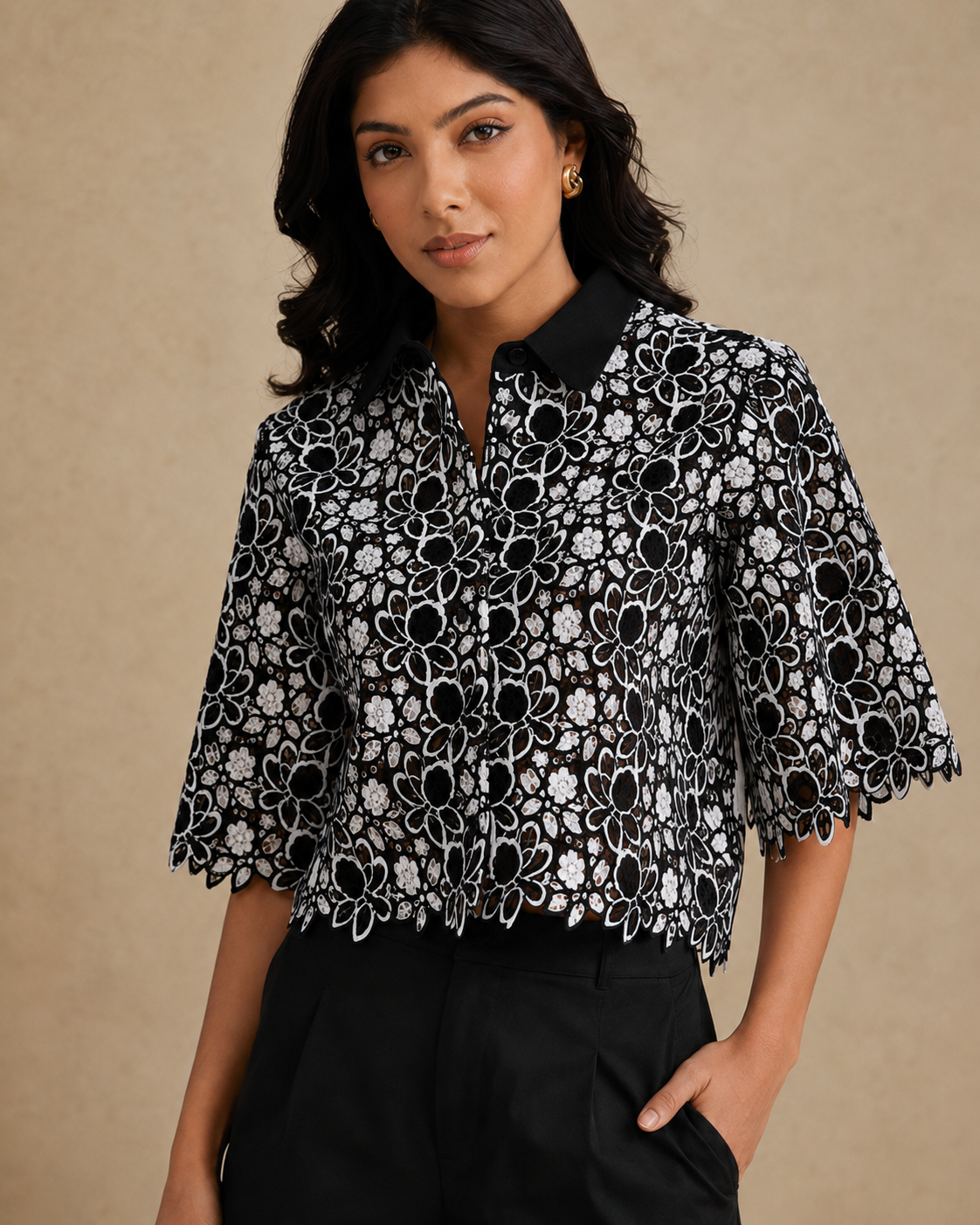 The Milan Monochrome Cutwork Short Set
