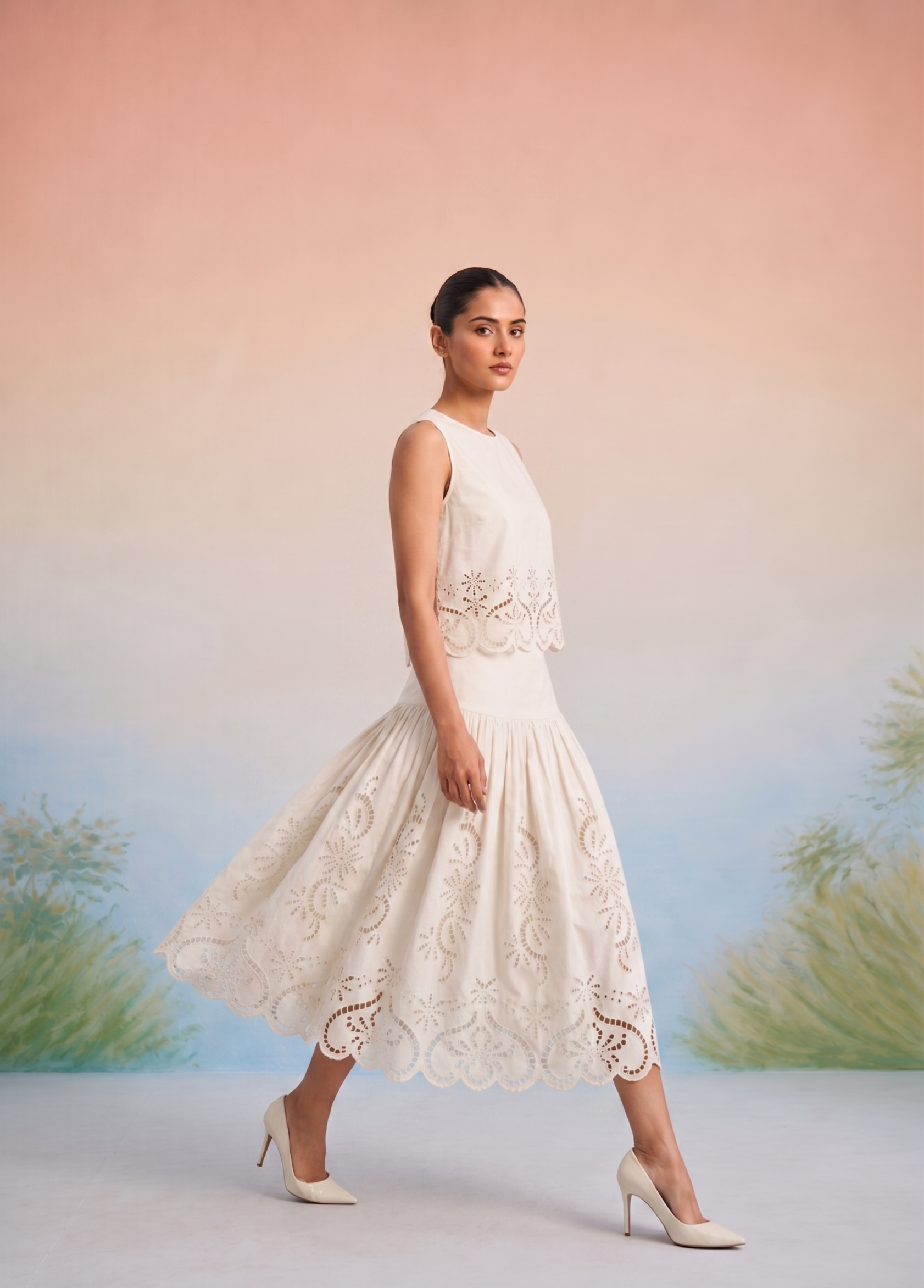 Bulevar Blossom - The Verona Ivory Cutwork Skirt Set
