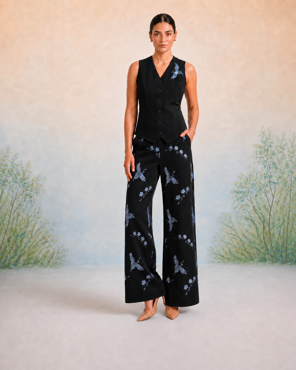 Bulevar Blossom - The Orion Noir Crane Vest Set
