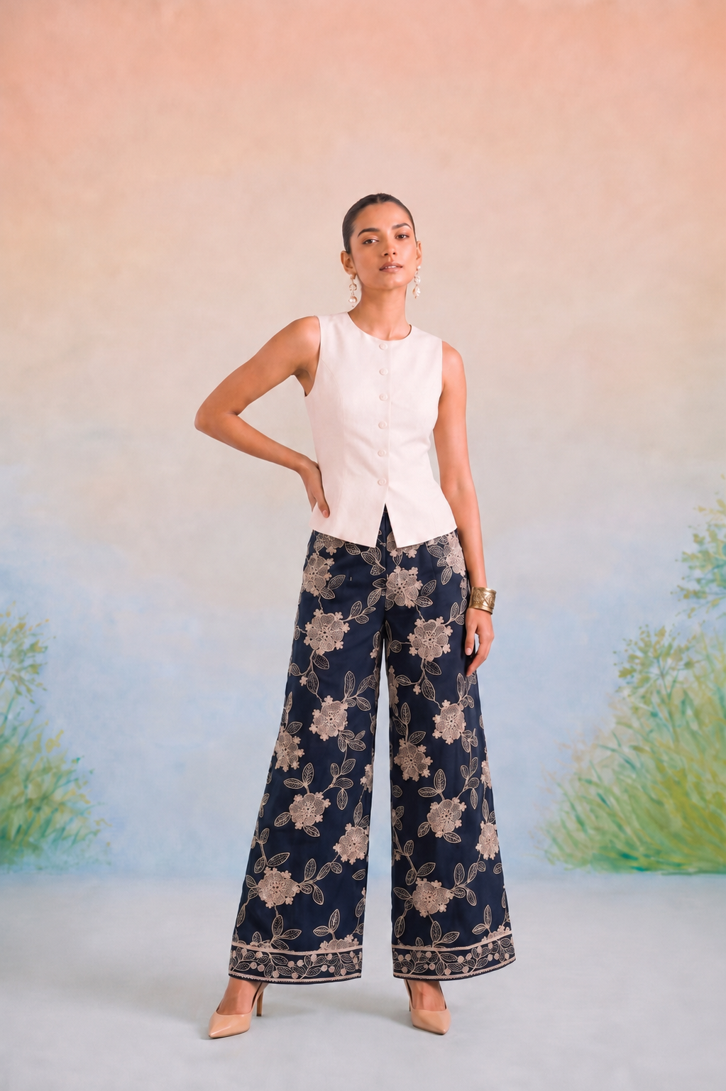 The Cannes Tailored Top & Floral Trouser Set