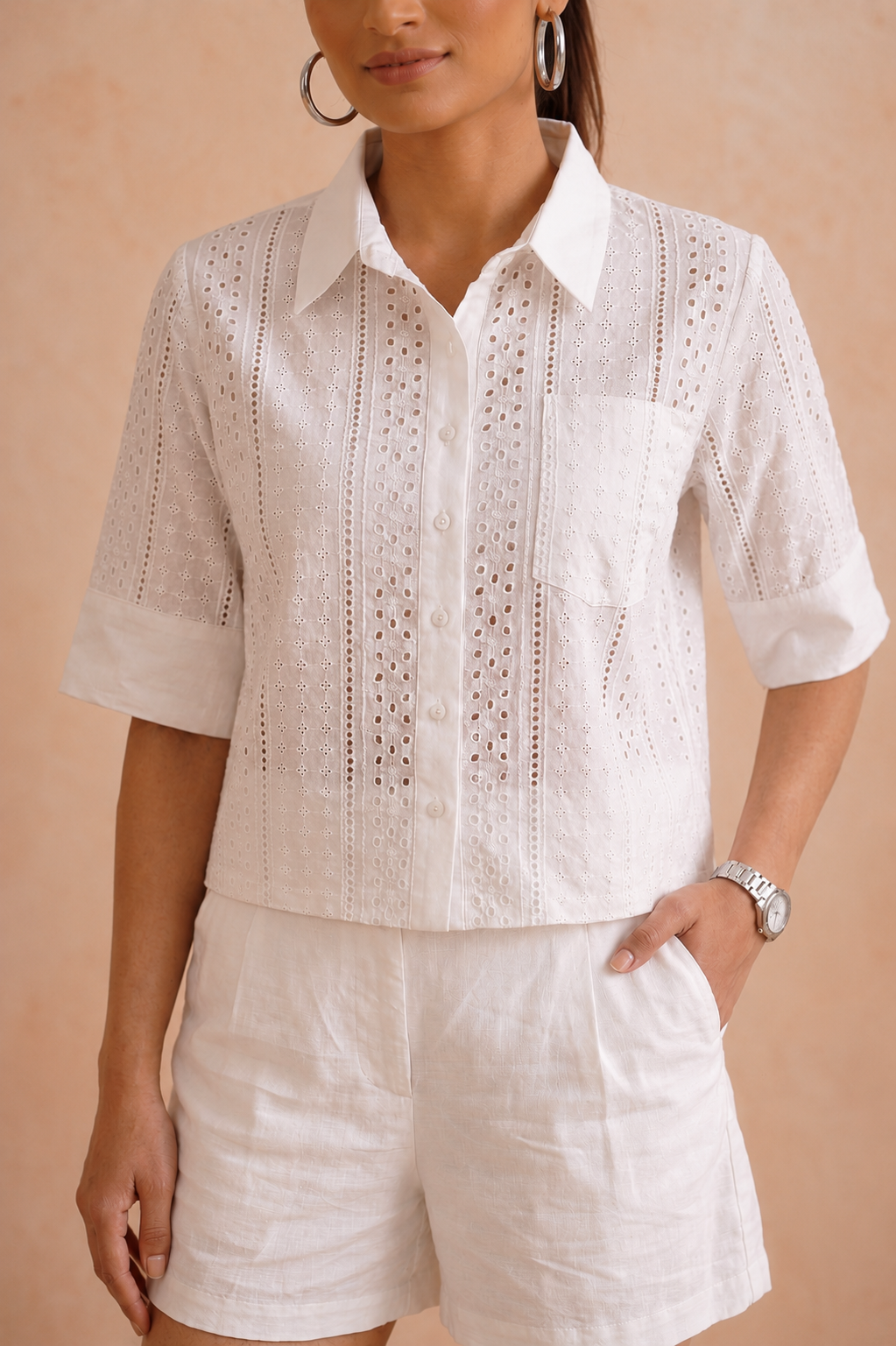 Tropical Oasis - The Monaco Crisp Cutwork Short Set