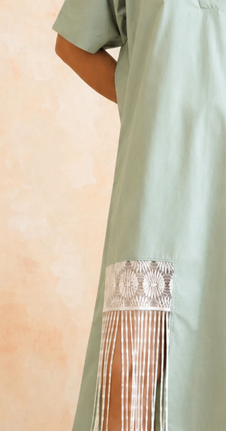 Tropical Oasis - The Oasis Mint Fringed Shift Dress