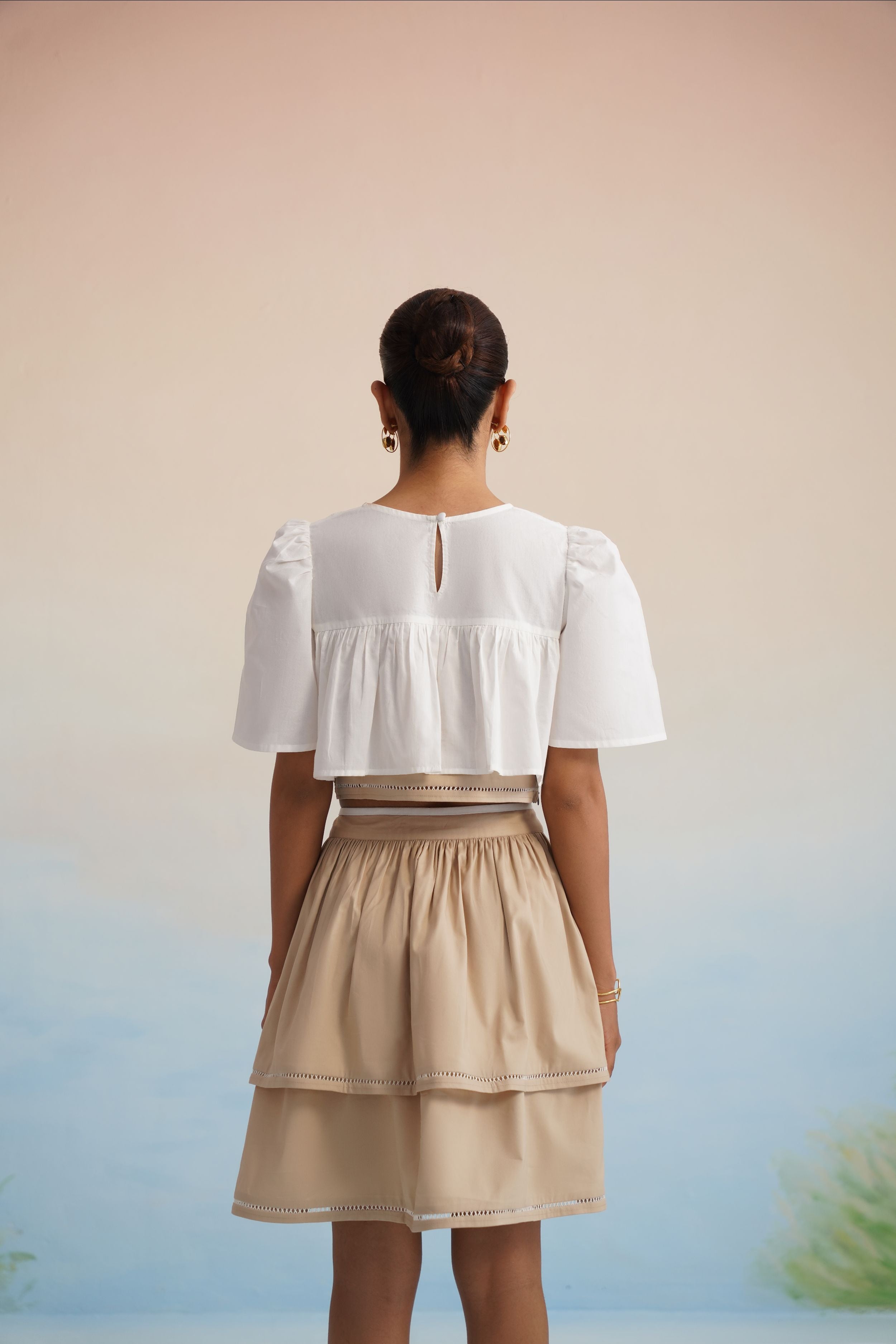 The Alabaster Lace Yoke Crop Top