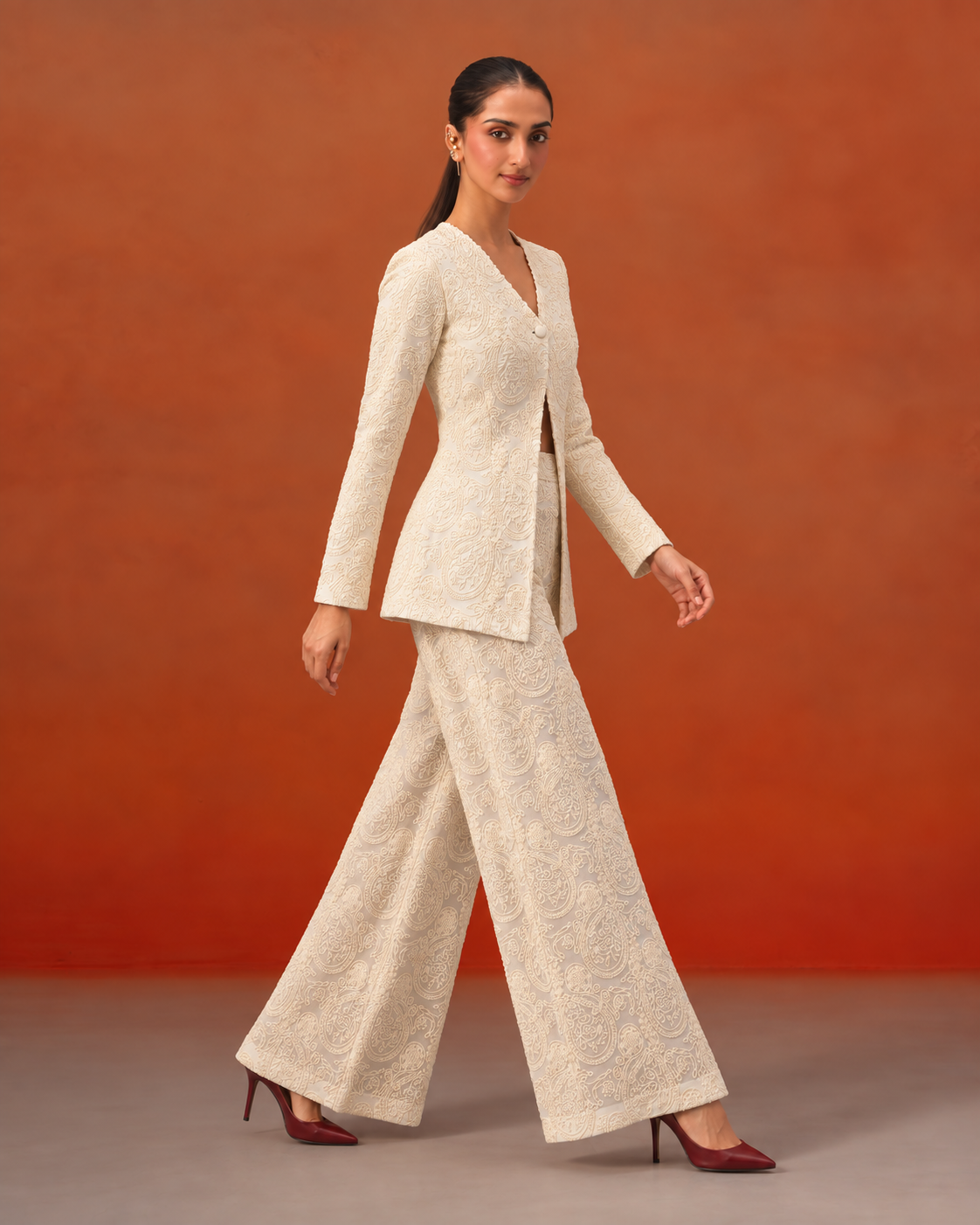 The Estelle Ivory Embroidered Blazer Set
