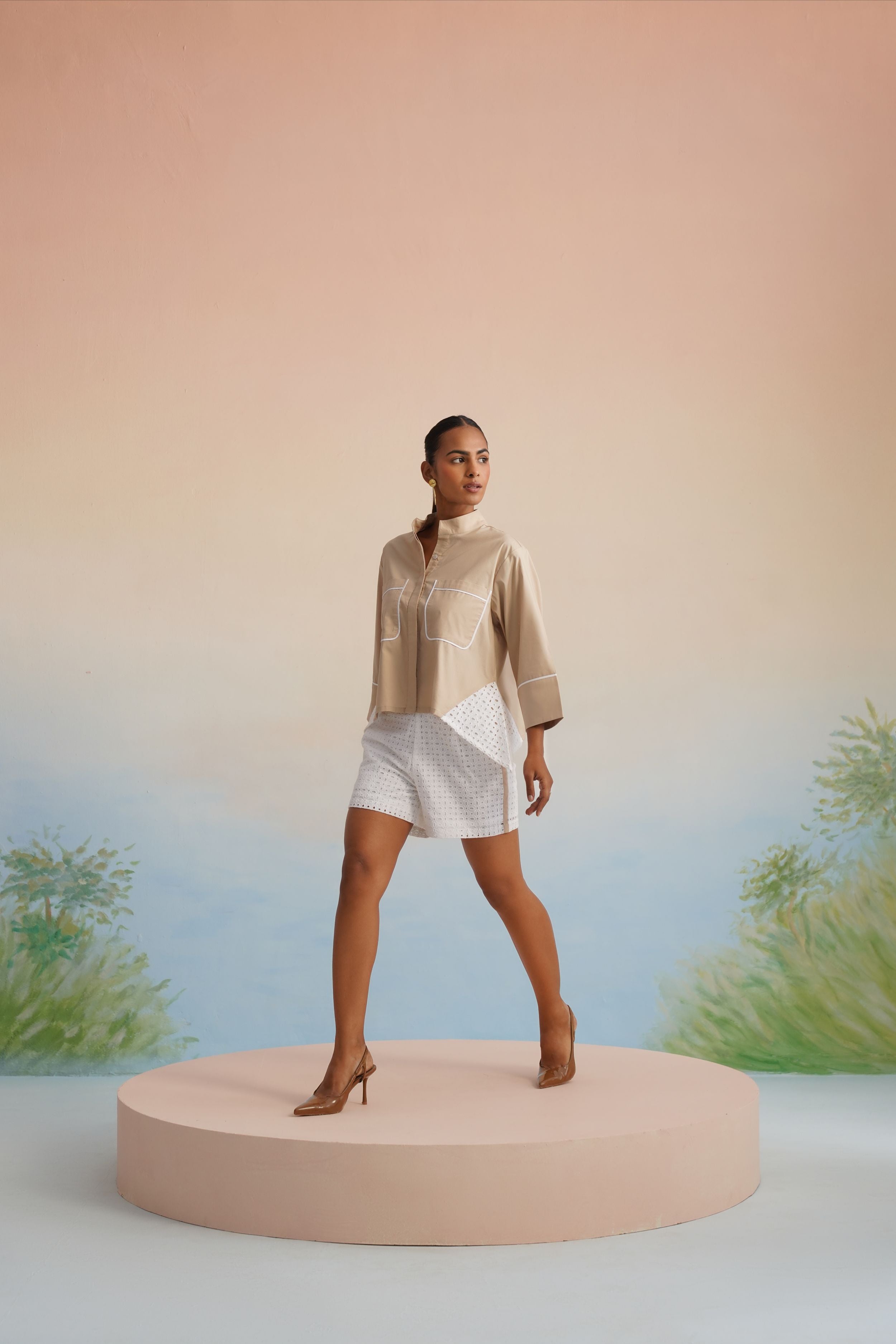The Dune Stripe Eyelet Shorts