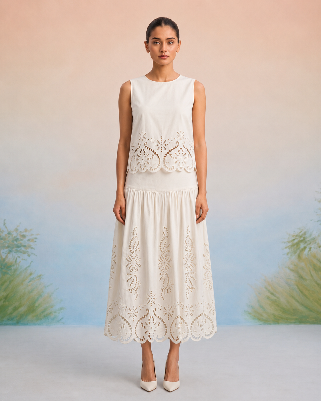 Bulevar Blossom - The Verona Ivory Cutwork Skirt Set