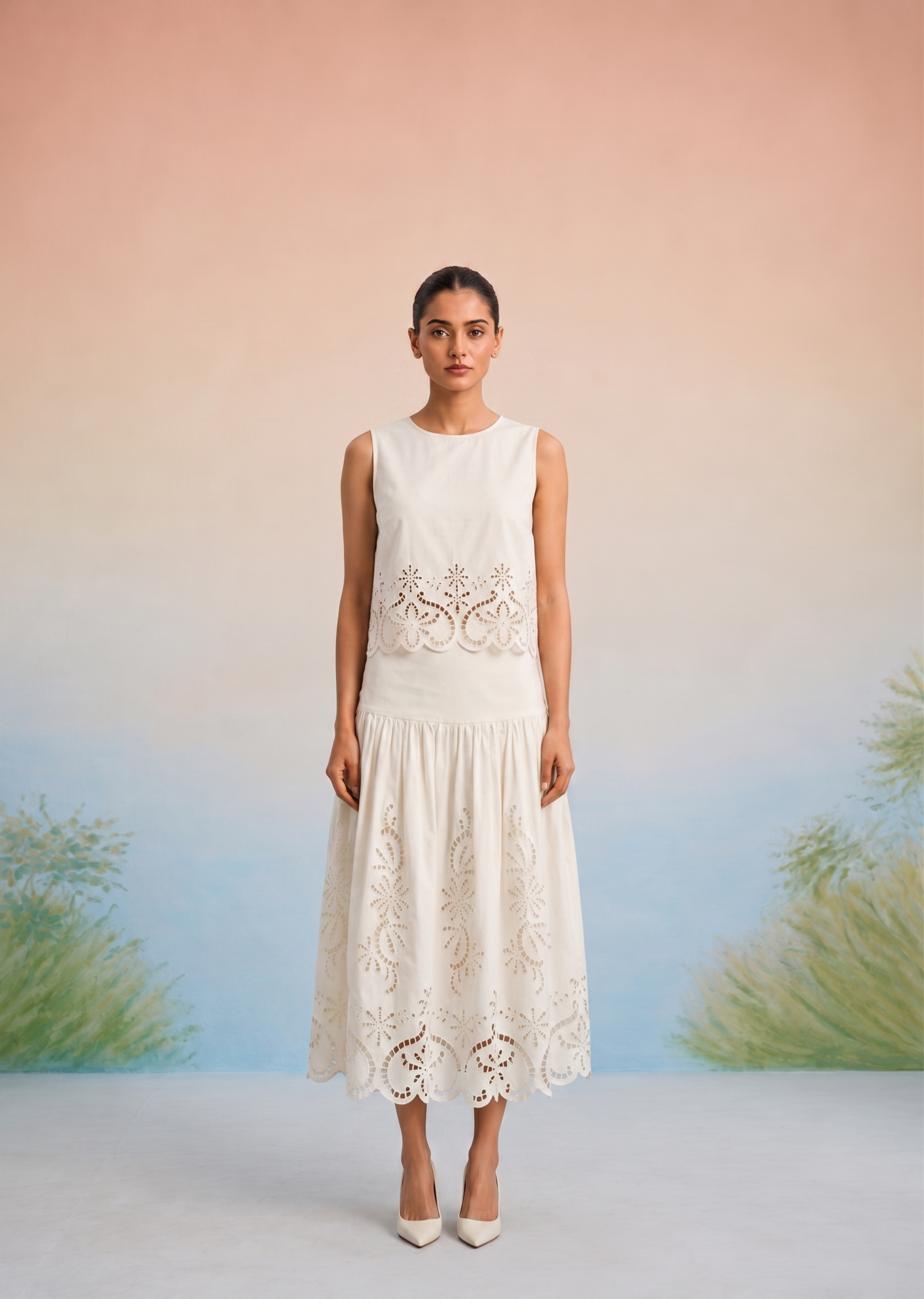 Bulevar Blossom - The Verona Ivory Cutwork Skirt Set