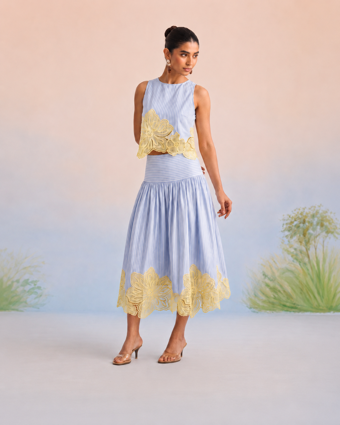 Bulevar Blossom - The Amalfi Striped & Lemon Appliqué Skirt Set