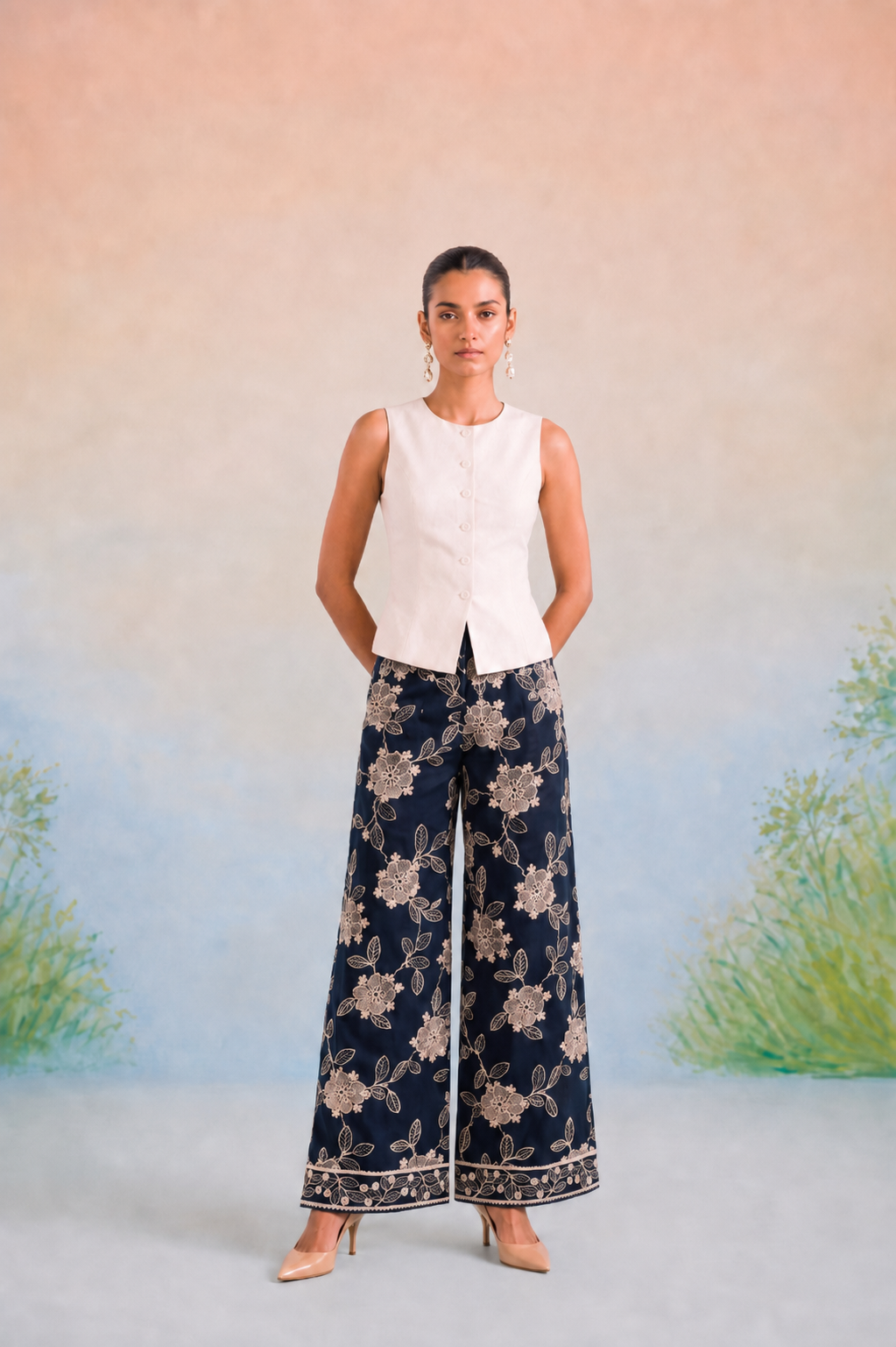 The Cannes Tailored Top & Floral Trouser Set