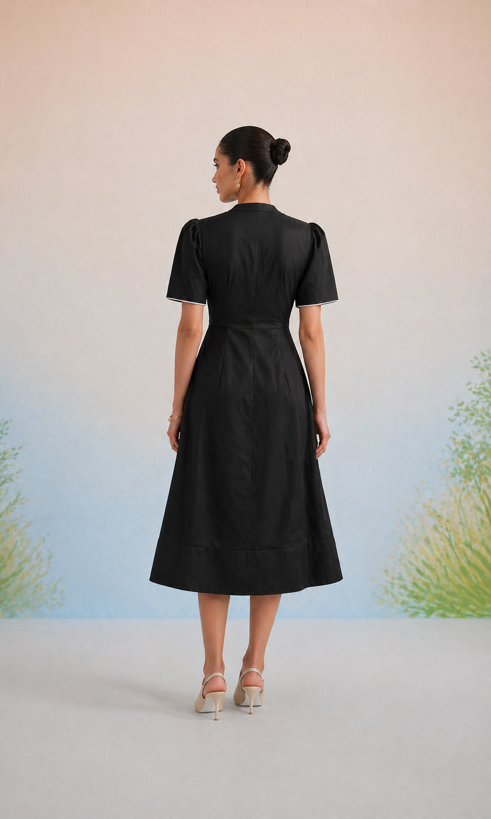 The Verona Monochrome Floral Appliqué Dress